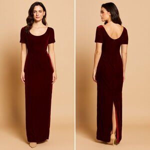 Vintage Watters Burgundy Velvet Maxi Dress sz 4 Wine Red Whimsigoth Vamp Evening